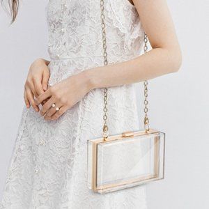 Clear Purse Acrylic Clear Clutch With Removable Gold Chain